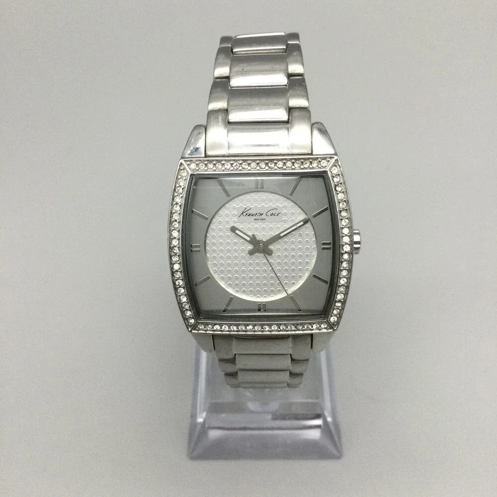 Kenneth Cole Women Watch 28mm Silver Tone Crystal Bezel KC4613 New Battery 7